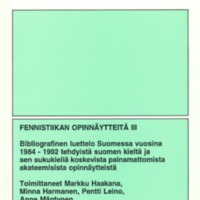 Fennistiikan opinnäytteitä III